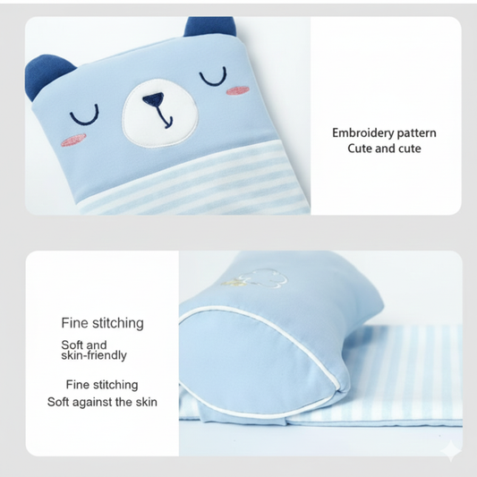 Baby Toddlers Adjustable Soft Neck Rest Pillow for Head Shaping/Neck Safety Protector Pillow/Pad/Cushion Pillow with Straps for 0-18 Months New Born Babies, Set of 1. (Blue)