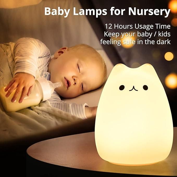 Kawaii Kitty Soft-Touch LED Night Light – Perfect for Kids