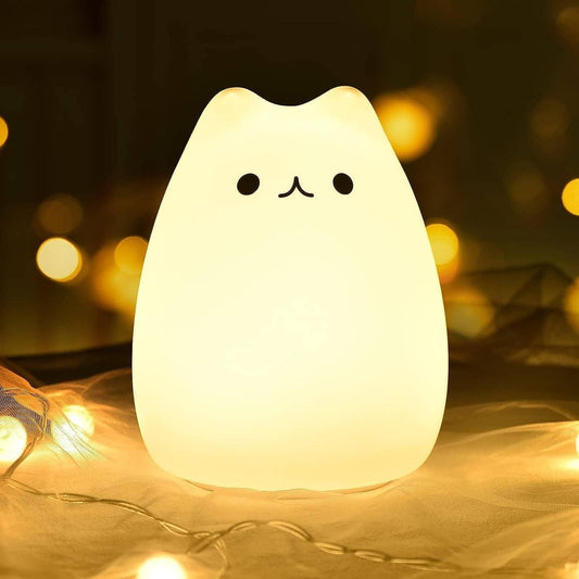 Kawaii Kitty Soft-Touch LED Night Light – Perfect for Kids